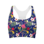 Watercolor Tropical Flower Pattern Print Women's Sports Bra