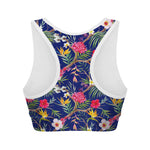Watercolor Tropical Flower Pattern Print Women's Sports Bra