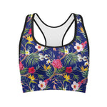 Watercolor Tropical Flower Pattern Print Women's Sports Bra
