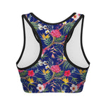 Watercolor Tropical Flower Pattern Print Women's Sports Bra