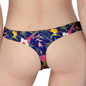 Watercolor Tropical Flower Pattern Print Women's Thong