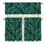 Watercolor Tropical Leaf Pattern Print 3 Piece Kitchen Curtains