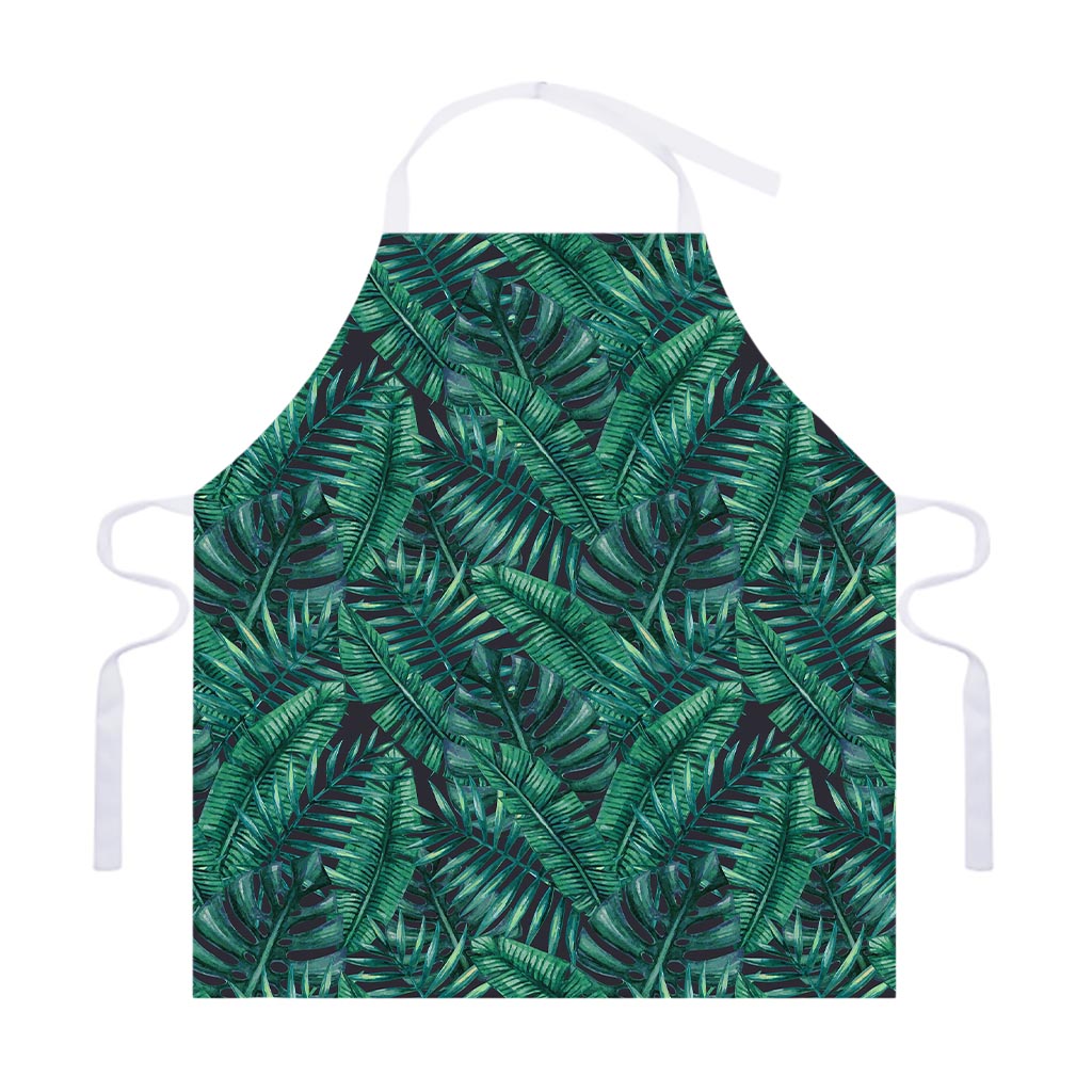 Watercolor Tropical Leaf Pattern Print Adjustable Apron