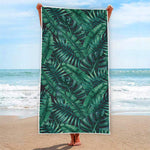 Watercolor Tropical Leaf Pattern Print Beach Towel