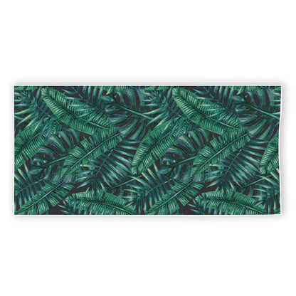 Watercolor Tropical Leaf Pattern Print Beach Towel