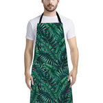 Watercolor Tropical Leaf Pattern Print Bib Apron With Pocket