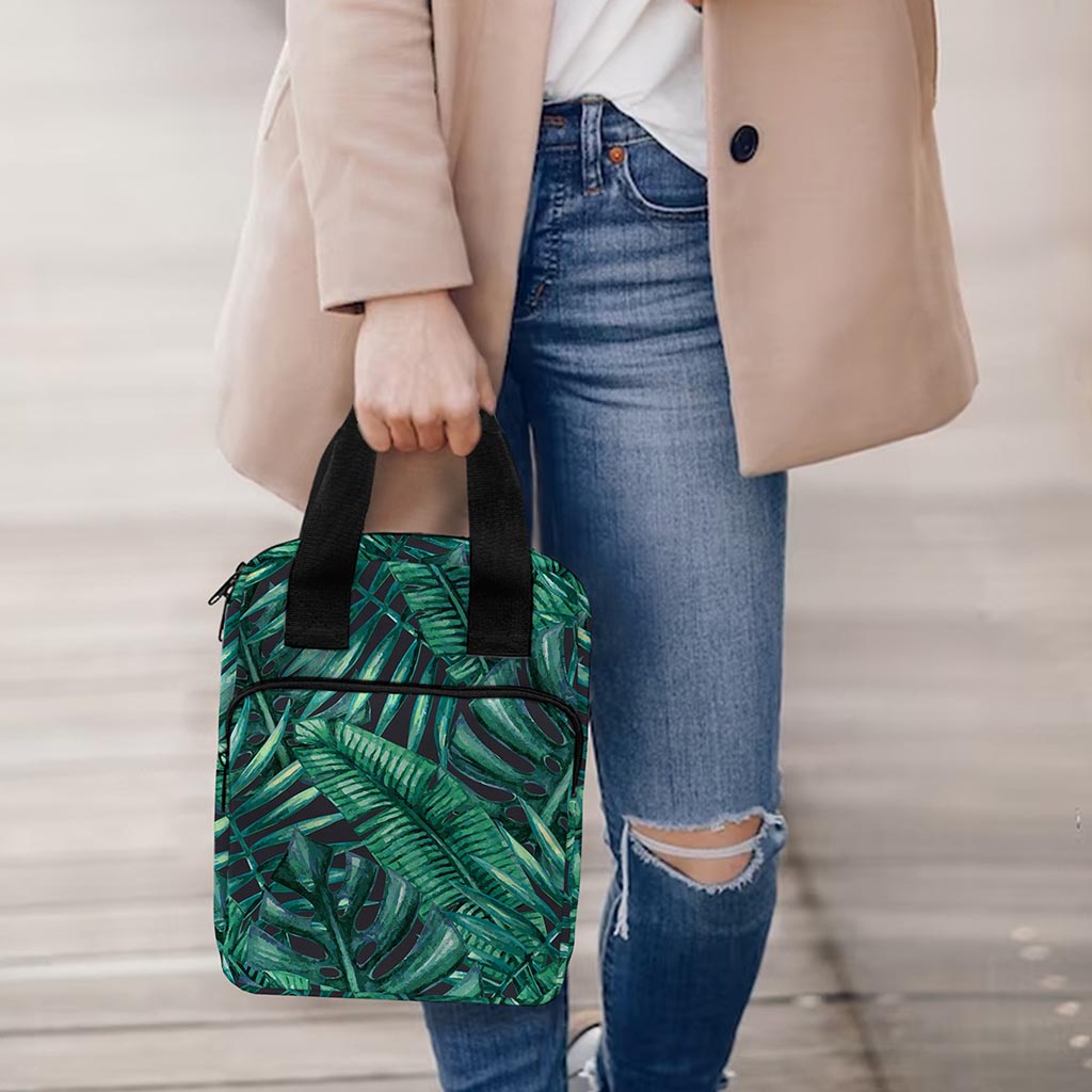 Watercolor Tropical Leaf Pattern Print Bible Tote Bag