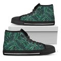 Watercolor Tropical Leaf Pattern Print Black High Top Sneakers