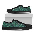 Watercolor Tropical Leaf Pattern Print Black Low Top Sneakers