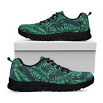 Watercolor Tropical Leaf Pattern Print Black Running Shoes