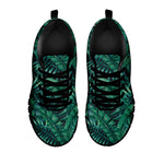 Watercolor Tropical Leaf Pattern Print Black Running Shoes