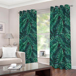 Watercolor Tropical Leaf Pattern Print Blackout Grommet Curtains