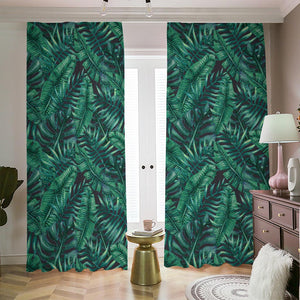 Watercolor Tropical Leaf Pattern Print Blackout Pencil Pleat Curtains