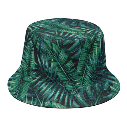 Watercolor Tropical Leaf Pattern Print Bucket Hat
