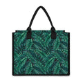 Watercolor Tropical Leaf Pattern Print Canvas Tote Bag