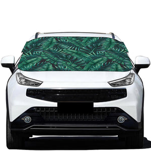 Watercolor Tropical Leaf Pattern Print Car Windshield Snow Cover