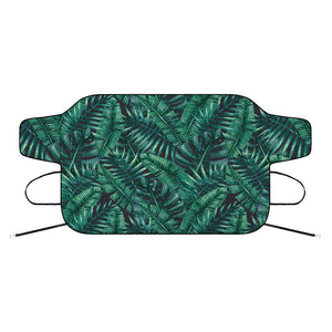 Watercolor Tropical Leaf Pattern Print Car Windshield Snow Cover