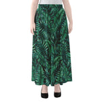 Watercolor Tropical Leaf Pattern Print Chiffon Maxi Skirt