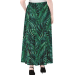 Watercolor Tropical Leaf Pattern Print Chiffon Maxi Skirt