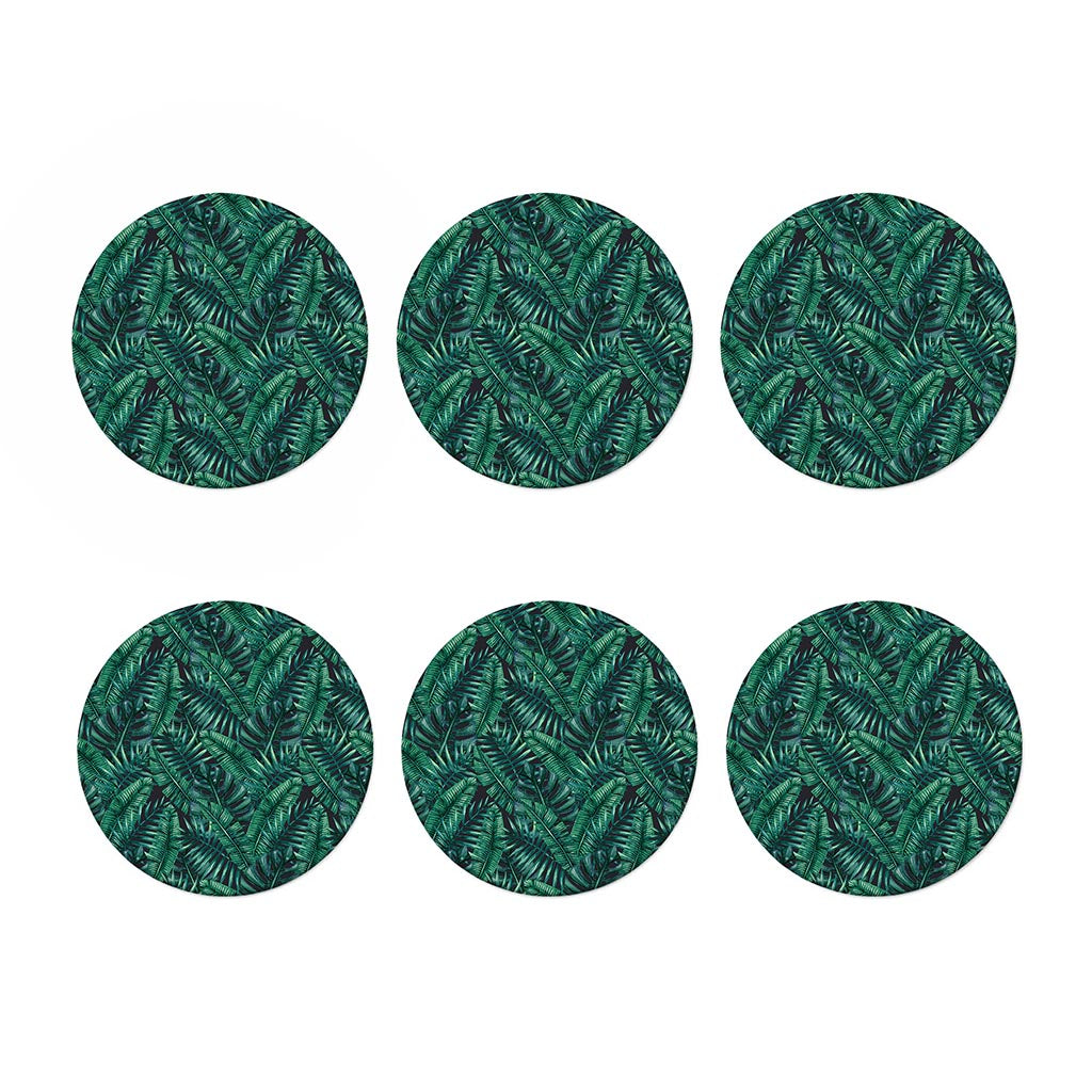 Watercolor Tropical Leaf Pattern Print Coaster Set