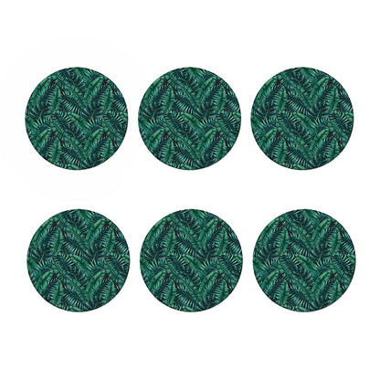 Watercolor Tropical Leaf Pattern Print Coaster Set