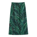 Watercolor Tropical Leaf Pattern Print Cotton Front Slit Maxi Skirt