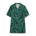 Watercolor Tropical Leaf Pattern Print Cotton Hawaiian Shirt
