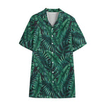 Watercolor Tropical Leaf Pattern Print Cotton Hawaiian Shirt