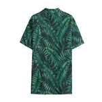 Watercolor Tropical Leaf Pattern Print Cotton Hawaiian Shirt