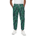 Watercolor Tropical Leaf Pattern Print Cotton Sweatpants