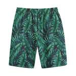 Watercolor Tropical Leaf Pattern Print Cotton Shorts