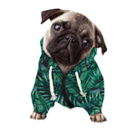 Watercolor Tropical Leaf Pattern Print Dog Zip Up Hoodie