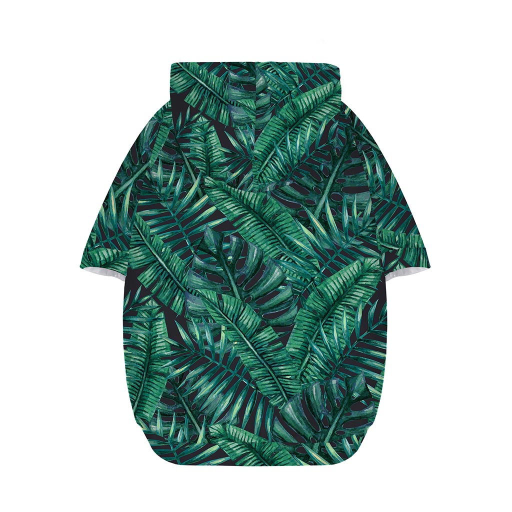 Watercolor Tropical Leaf Pattern Print Dog Zip Up Hoodie