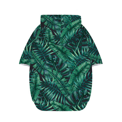 Watercolor Tropical Leaf Pattern Print Dog Zip Up Hoodie