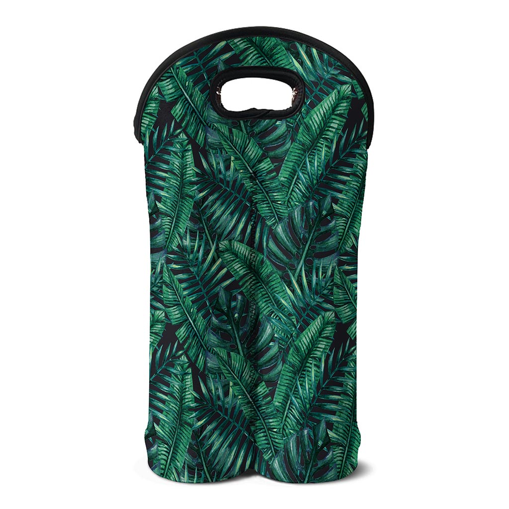 Watercolor Tropical Leaf Pattern Print Double Neoprene Wine Tote