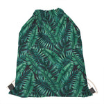 Watercolor Tropical Leaf Pattern Print Drawstring Bag