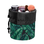 Watercolor Tropical Leaf Pattern Print Drawstring Makeup Bag