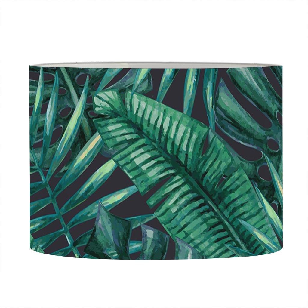 Watercolor Tropical Leaf Pattern Print Drum Lamp Shade