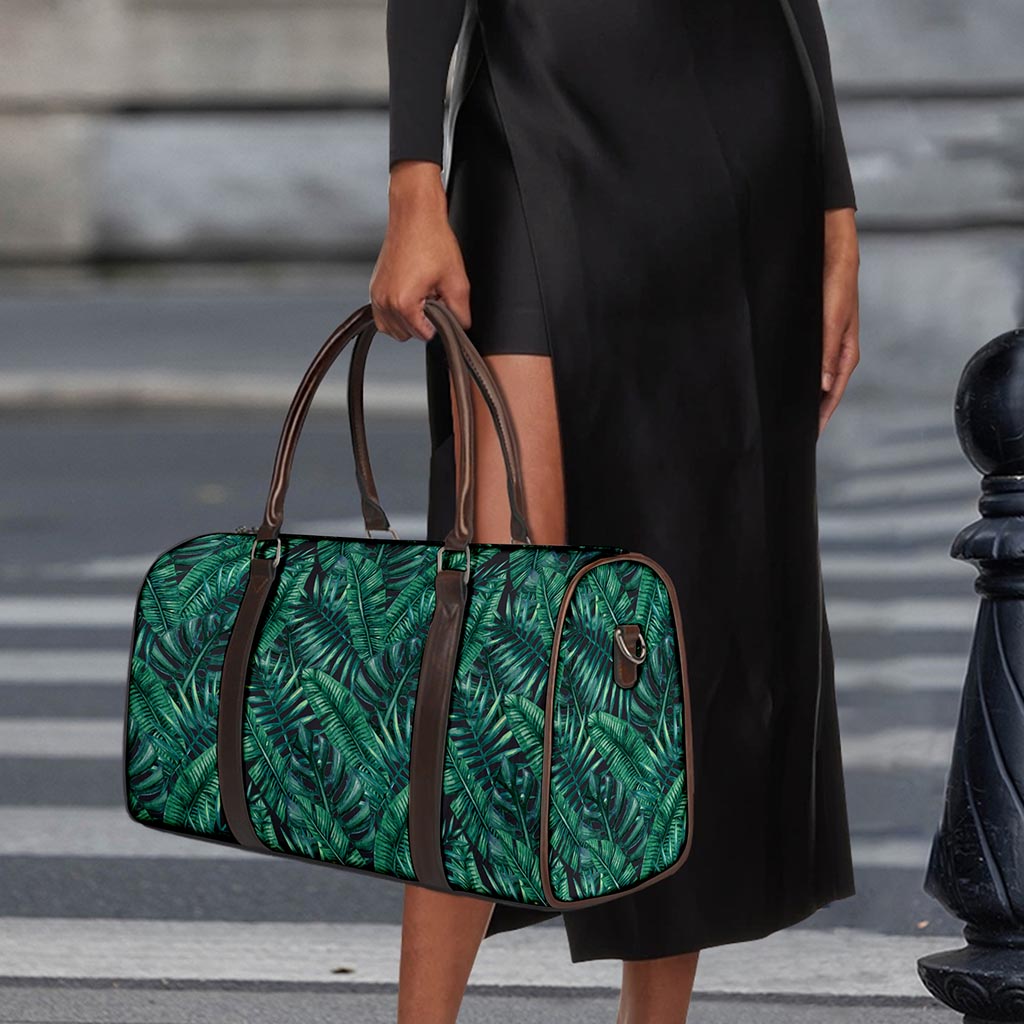 Watercolor Tropical Leaf Pattern Print Duffle Bag