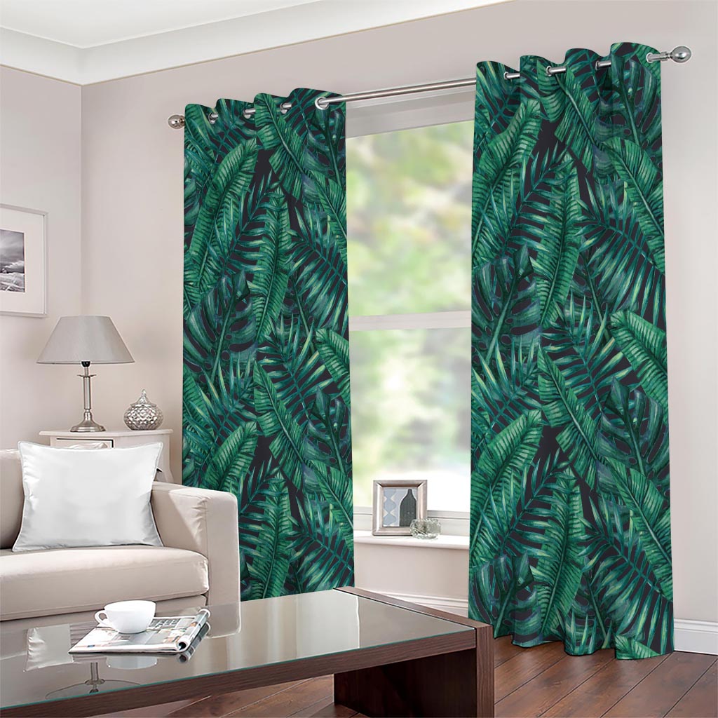 Watercolor Tropical Leaf Pattern Print Extra Wide Grommet Curtains