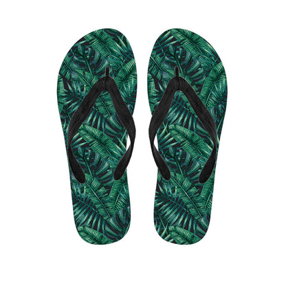 Watercolor Tropical Leaf Pattern Print Flip Flops
