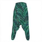 Watercolor Tropical Leaf Pattern Print Hammer Pants