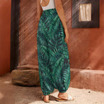 Watercolor Tropical Leaf Pattern Print Harem Pants