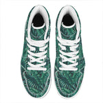 Watercolor Tropical Leaf Pattern Print High Top Leather Sneakers