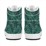 Watercolor Tropical Leaf Pattern Print High Top Leather Sneakers
