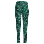 Watercolor Tropical Leaf Pattern Print High-Waisted Pocket Leggings