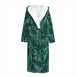 Watercolor Tropical Leaf Pattern Print Hooded Bathrobe