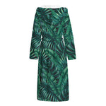 Watercolor Tropical Leaf Pattern Print Hooded Bathrobe
