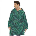 Watercolor Tropical Leaf Pattern Print Hoodie Blanket
