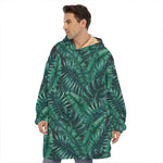 Watercolor Tropical Leaf Pattern Print Hoodie Blanket